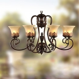 Lampadario a sospensione 8 luci Vintage Country Island metallo + vetro