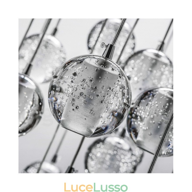Lampada a sospensione a sfera di cristallo Meteorer Stage di Creative Engineering