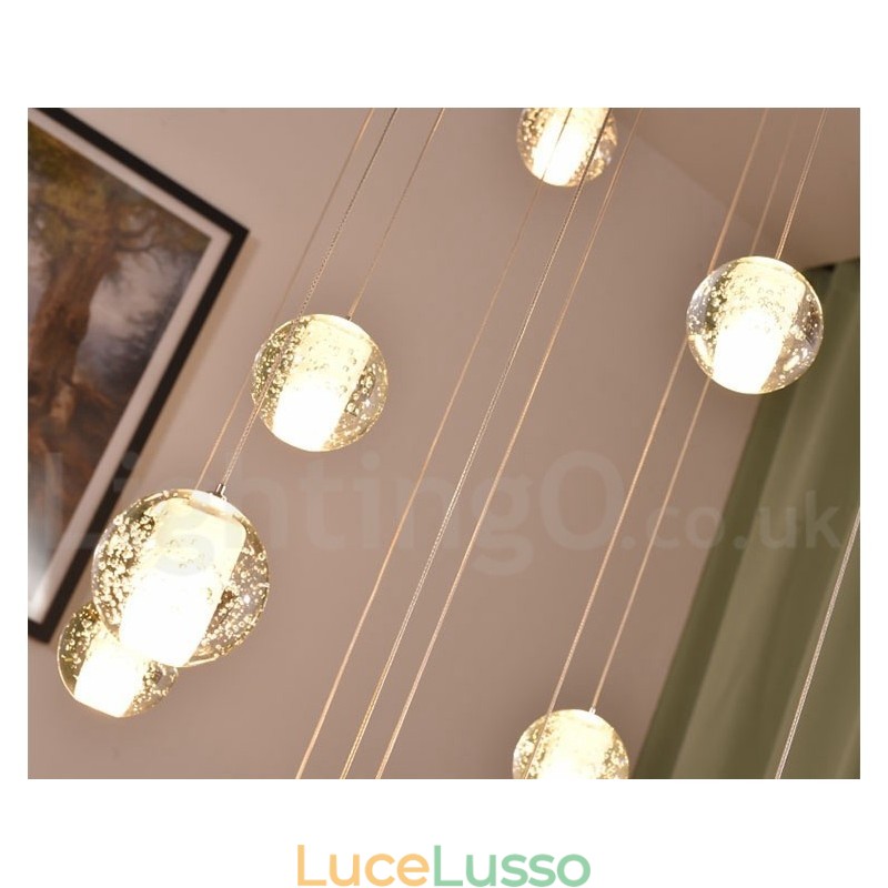Lampada a sospensione a sfera di cristallo Meteorer Stage di Creative Engineering