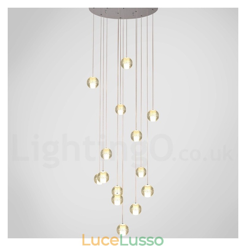 Lampada a sospensione a sfera di cristallo Meteorer Stage di Creative Engineering