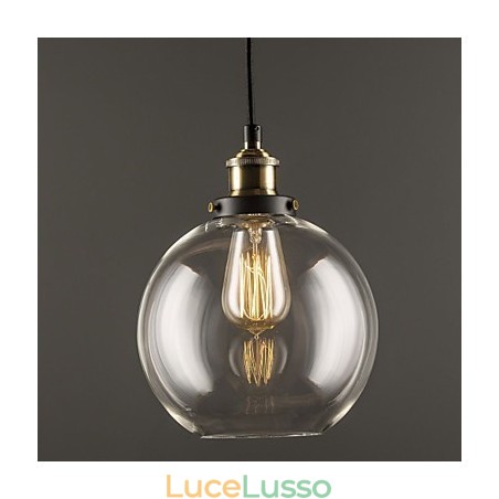 Lampada a sospensione industriale in ottone anticato con una luce, paralume in vetro, lampada a sospensione da bar Lampada a sospensione industriale in ottone anticato con una luce, paralume in vetro, lampada a sospensione da bar