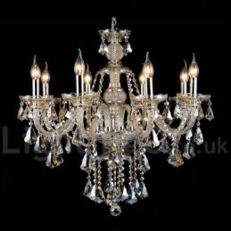 Lampadario moderno in cristallo K9 color cognac retrò con 8 luci