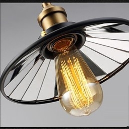 Lampada a sospensione vintage Pully 3 Island Foyer in metallo + paralume interno in vetro