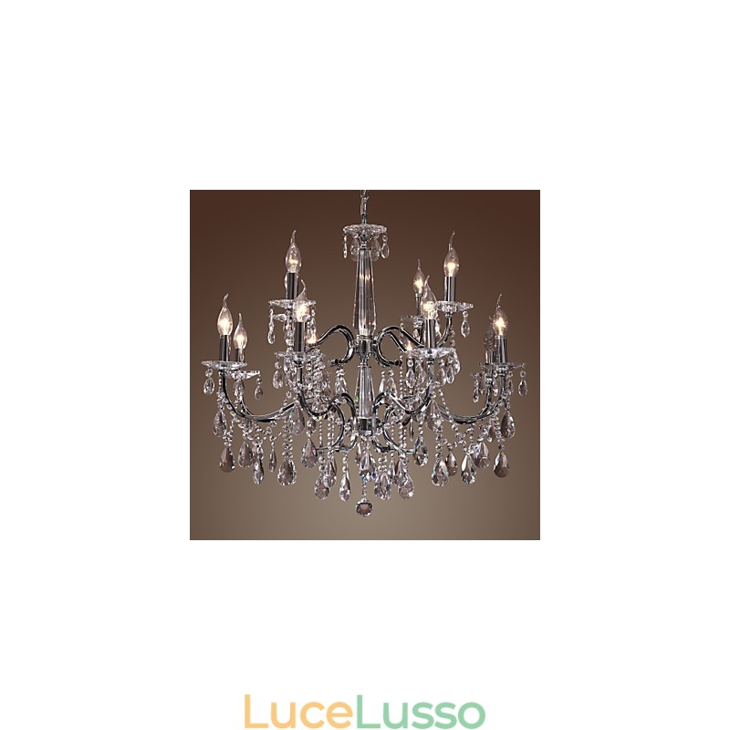 Lampadario in cristallo moderno 2 livelli soggiorno 12 luci