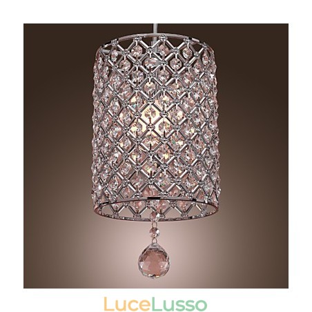 Lampada a sospensione a goccia di cristallo in stile cilindro