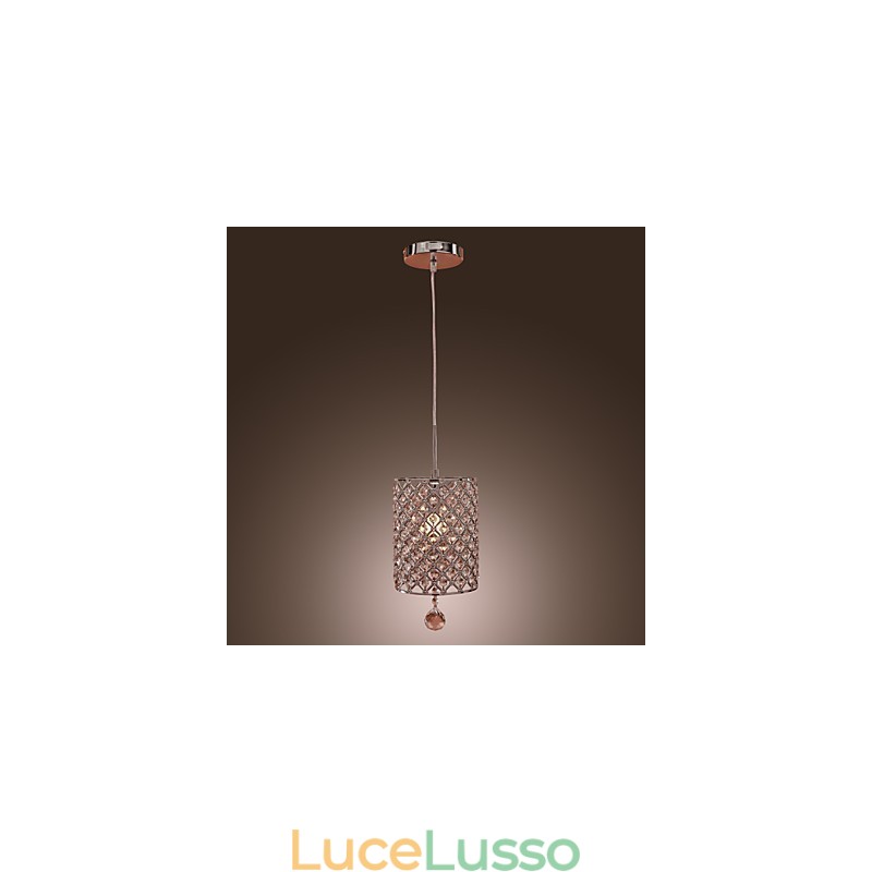 Lampada a sospensione a goccia di cristallo in stile cilindro