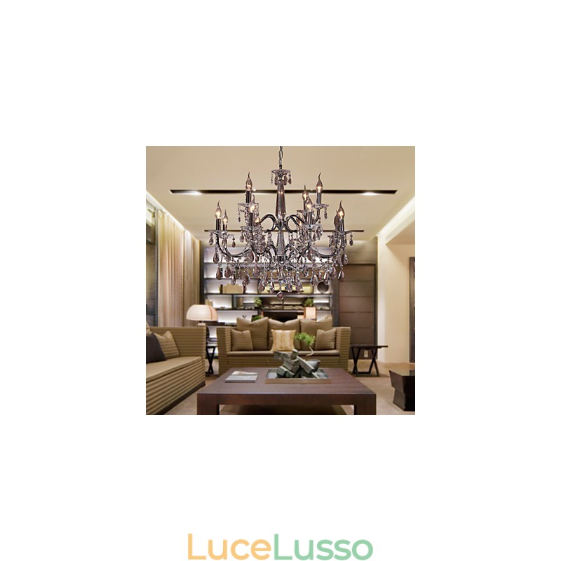 Lampadario in cristallo moderno 2 livelli soggiorno 12 luci