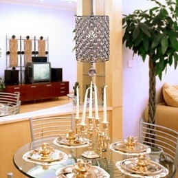 Lampada a sospensione a goccia di cristallo in stile cilindro