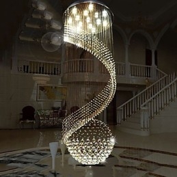 Lampadario moderno in cristallo, illuminazione a sospensione, lampade da soffitto con sorgente in cristallo K9 trasparente