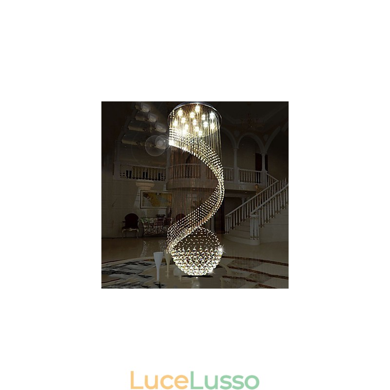 Lampadario moderno in cristallo, illuminazione a sospensione, lampade da soffitto con sorgente in cristallo K9 trasparente
