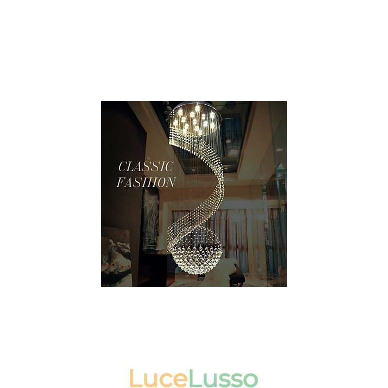 Lampadario moderno in cristallo, illuminazione a sospensione, lampade da soffitto con sorgente in cristallo K9 trasparente