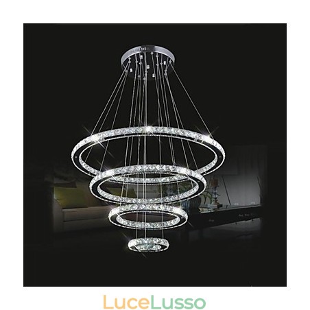 Lampada a sospensione in cristallo Illuminazione da soffitto Cristallo trasparente Rotondo 4 anelli 40CM 60CM 80CM Apparecchi di illuminazione Lampada a sospensione in cristallo Illuminazione da soffitto Cristallo trasparente Rotondo 4 anelli 40CM 60CM 80CM Apparecchi di illuminazione