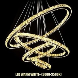 Lampada a sospensione in cristallo Illuminazione da soffitto Cristallo trasparente Rotondo 4 anelli 40CM 60CM 80CM Apparecchi di illuminazione