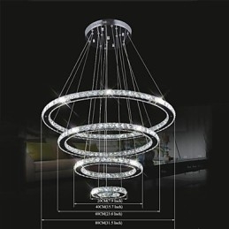 Lampada a sospensione in cristallo Illuminazione da soffitto Cristallo trasparente Rotondo 4 anelli 40CM 60CM 80CM Apparecchi di illuminazione