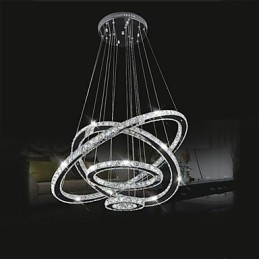 Lampada a sospensione in cristallo Illuminazione da soffitto Cristallo trasparente Rotondo 4 anelli 40CM 60CM 80CM Apparecchi di illuminazione