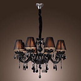 Lampadario di lusso moderno in cristallo nero soggiorno 8 luci