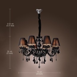 Lampadario di lusso moderno in cristallo nero soggiorno 8 luci