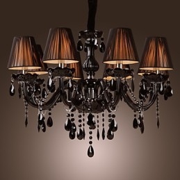 Lampadario di lusso moderno in cristallo nero soggiorno 8 luci