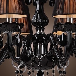 Lampadario di lusso moderno in cristallo nero soggiorno 8 luci