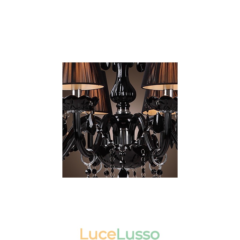 Lampadario di lusso moderno in cristallo nero soggiorno 8 luci