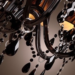 Lampadario di lusso moderno in cristallo nero soggiorno 8 luci
