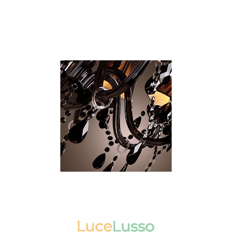 Lampadario di lusso moderno in cristallo nero soggiorno 8 luci