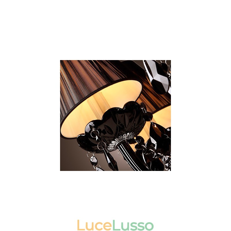Lampadario di lusso moderno in cristallo nero soggiorno 8 luci
