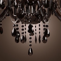 Lampadario di lusso moderno in cristallo nero soggiorno 8 luci