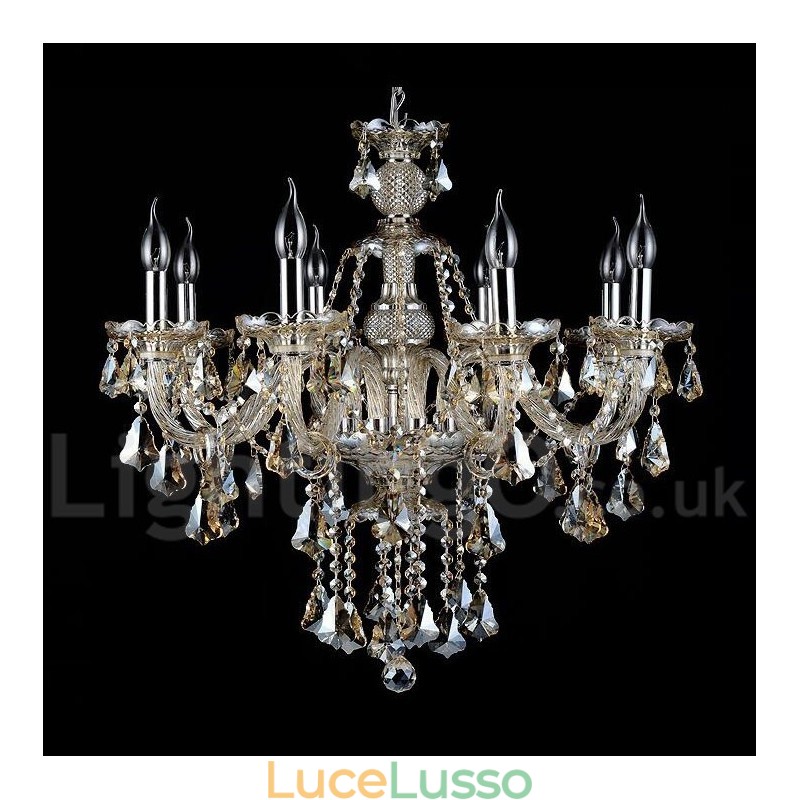Lampadario moderno in cristallo K9 color cognac retrò con 8 luci