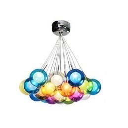 Lampada a sospensione moderna in vetro colorato a forma di globo a bolle con 19 luci