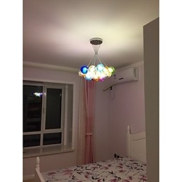 Lampada a sospensione moderna in vetro colorato a forma di globo a bolle con 19 luci