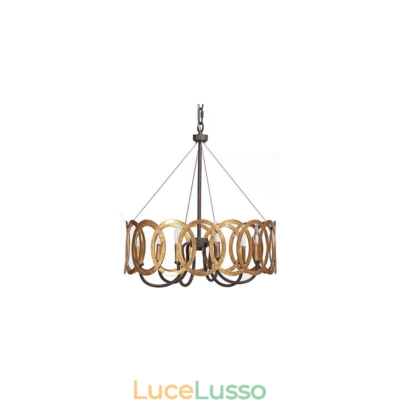 Lampadario tradizionale classico in metallo dorato