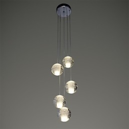 Lampada a sospensione moderna Lampada a sospensione Luci G4 Retroifit Cromatura Cristallo per scale Luce