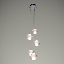 Lampada a sospensione moderna Lampada a sospensione Luci G4 Retroifit Cromatura Cristallo per scale Luce