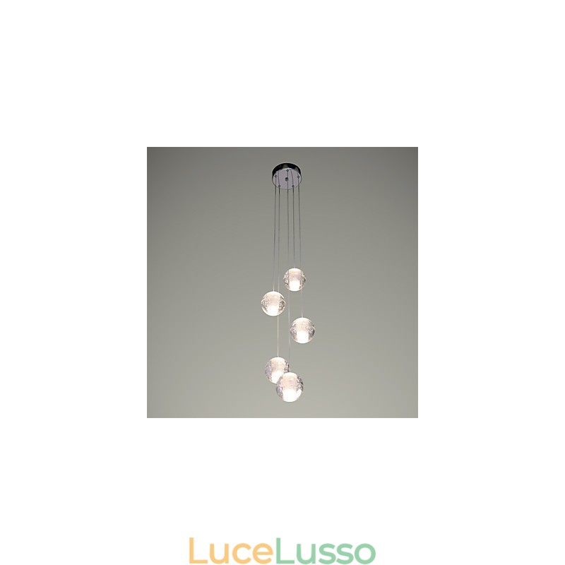 Lampada a sospensione moderna Lampada a sospensione Luci G4 Retroifit Cromatura Cristallo per scale Luce