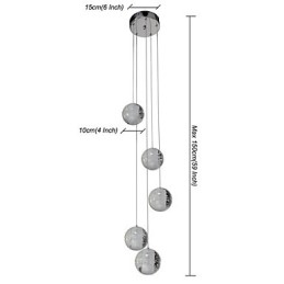 Lampada a sospensione moderna Lampada a sospensione Luci G4 Retroifit Cromatura Cristallo per scale Luce