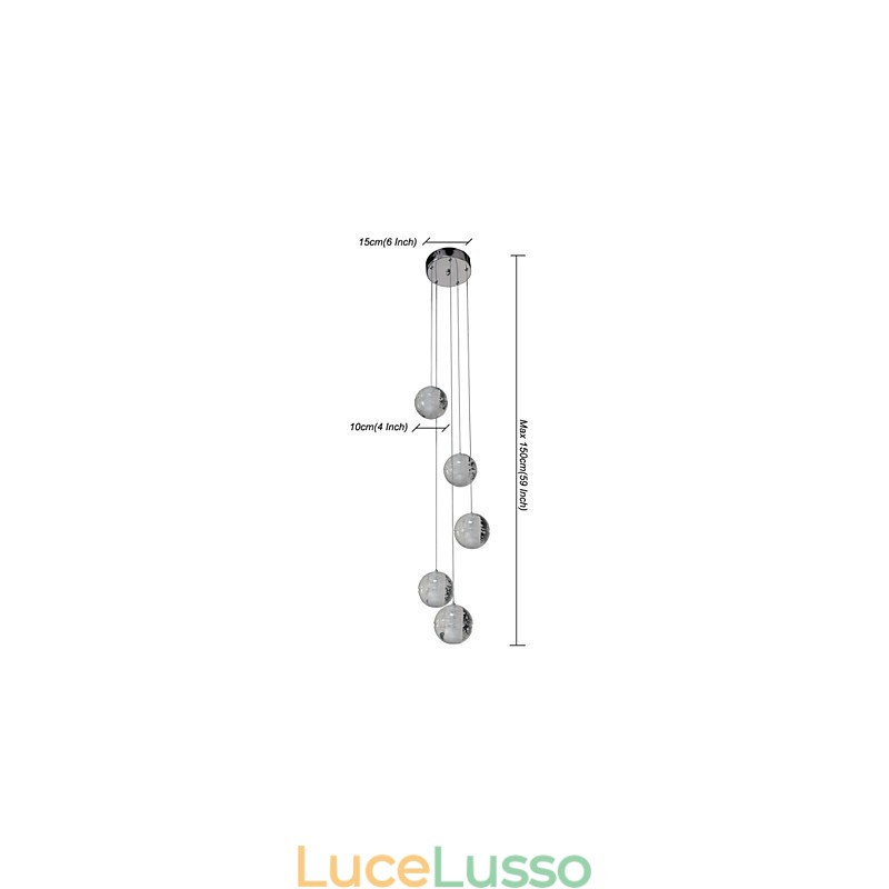Lampada a sospensione moderna Lampada a sospensione Luci G4 Retroifit Cromatura Cristallo per scale Luce