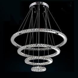 Lampada a sospensione moderna con lampadario in cristallo trasparente da soffitto con D100CM+D80CM+D60CM+D40CM