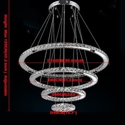 Lampada a sospensione moderna con lampadario in cristallo trasparente da soffitto con D100CM+D80CM+D60CM+D40CM