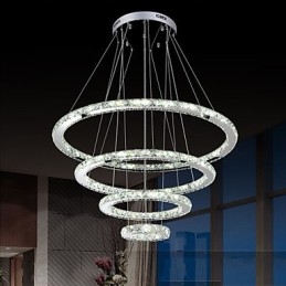 Lampada a sospensione moderna con lampadario in cristallo trasparente da soffitto con D100CM+D80CM+D60CM+D40CM