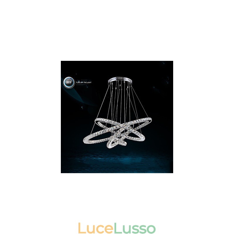 Lampada a sospensione moderna con lampadario in cristallo trasparente da soffitto con D100CM+D80CM+D60CM+D40CM