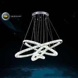 Lampada a sospensione moderna con lampadario in cristallo trasparente da soffitto con D100CM+D80CM+D60CM+D40CM