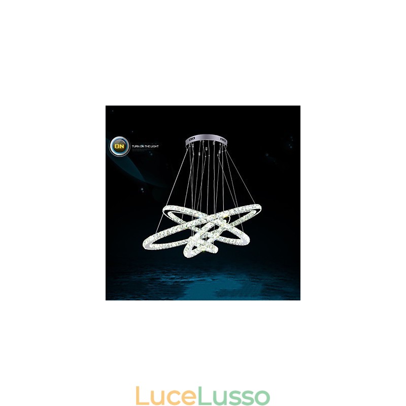 Lampada a sospensione moderna con lampadario in cristallo trasparente da soffitto con D100CM+D80CM+D60CM+D40CM