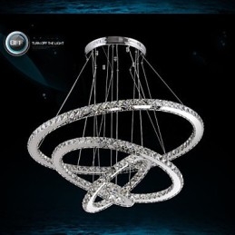 Lampada a sospensione moderna con lampadario in cristallo trasparente da soffitto con D100CM+D80CM+D60CM+D40CM