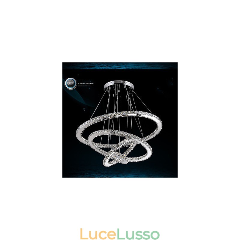 Lampada a sospensione moderna con lampadario in cristallo trasparente da soffitto con D100CM+D80CM+D60CM+D40CM