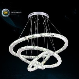 Lampada a sospensione moderna con lampadario in cristallo trasparente da soffitto con D100CM+D80CM+D60CM+D40CM