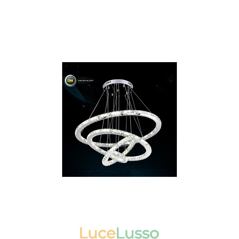 Lampada a sospensione moderna con lampadario in cristallo trasparente da soffitto con D100CM+D80CM+D60CM+D40CM
