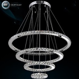 Lampada a sospensione moderna con lampadario in cristallo trasparente da soffitto con D100CM+D80CM+D60CM+D40CM