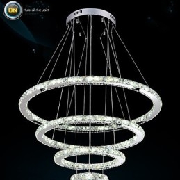 Lampada a sospensione moderna con lampadario in cristallo trasparente da soffitto con D100CM+D80CM+D60CM+D40CM