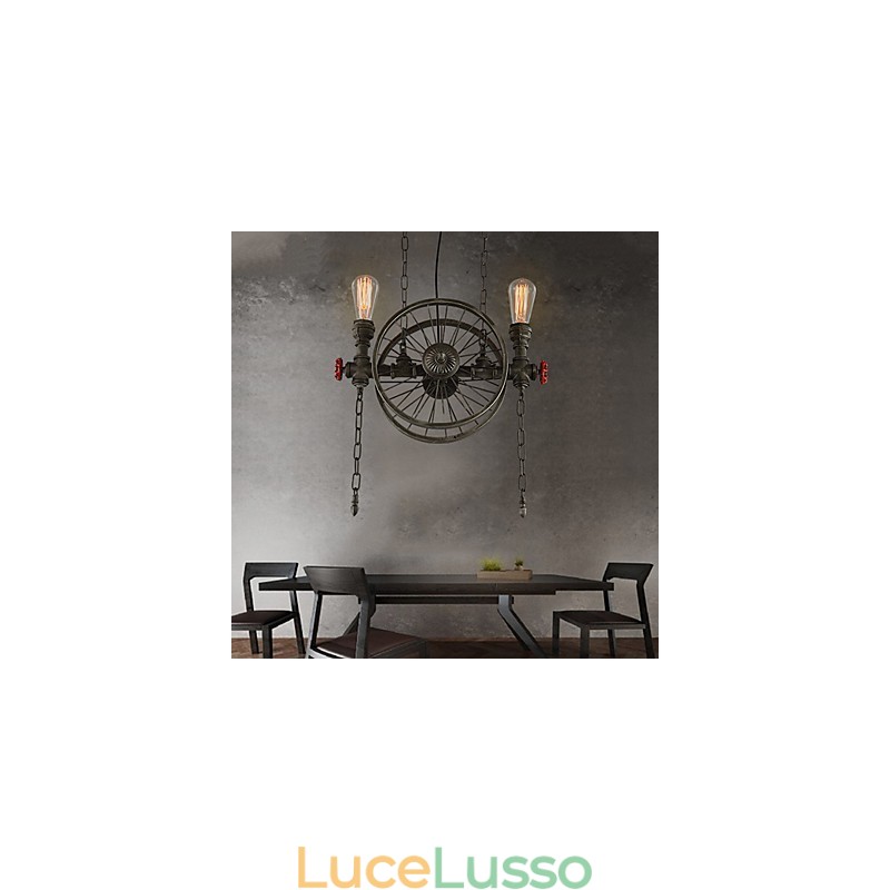 Lampadario americano in ferro battuto